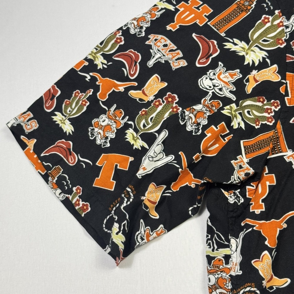 Reyn Spooner Texas‎ Longhorns Shirt Mens 2XL Black NCAA Baseball Rayon Aloha - Picture 4 of 10